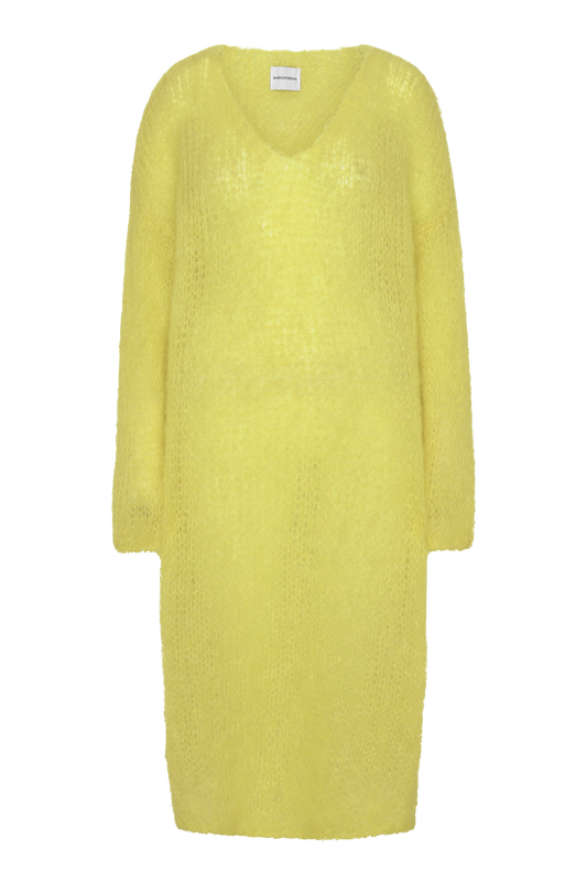 Camilla V Neck Mohair Dress Yellow - Sample