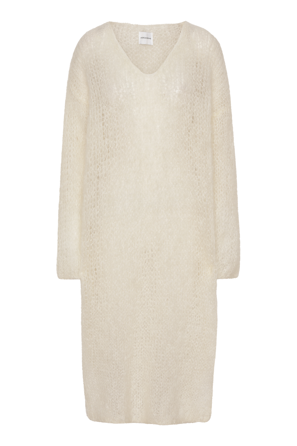 Camilla V Neck Mohair Dress White