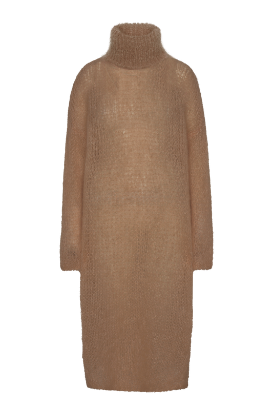 Chiara LS Roll Neck Dress Medium Brown