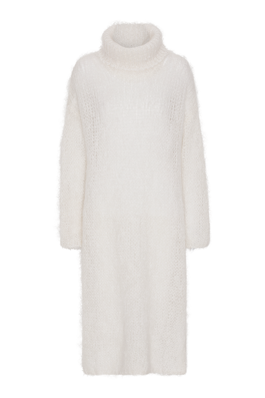 Chiara LS Roll Neck Dress White
