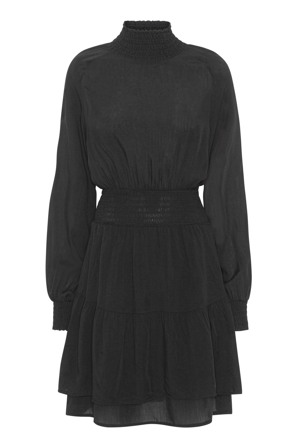 Daniella High Neck Dress Short Black Solid