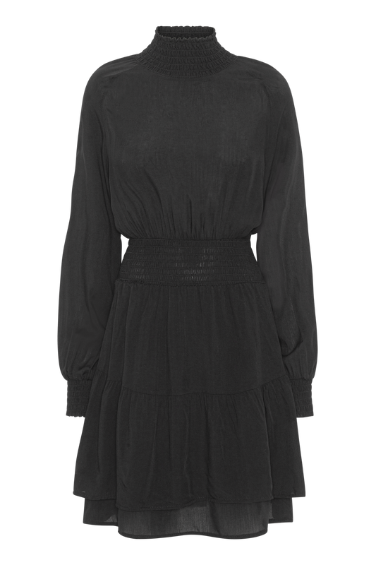 Daniella High Neck Dress Short Black Solid