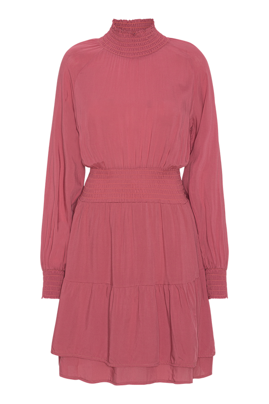 Daniella High Neck Dress Short Coral Solid