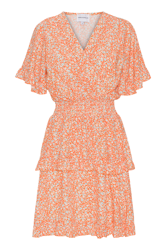 Ella Short Dress Orange Flower