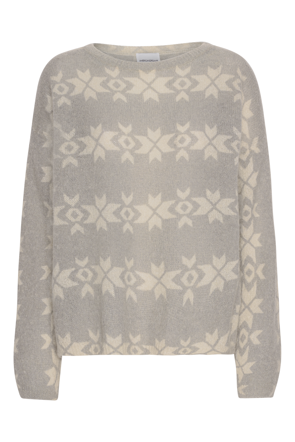 Eva Nordic Pullover Light Grey With White Print - Sample