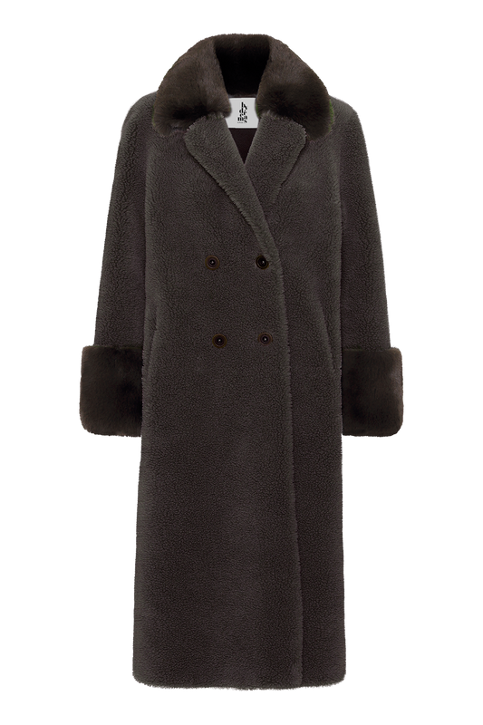 Fiona Long Wool Coat Chocolate Brown