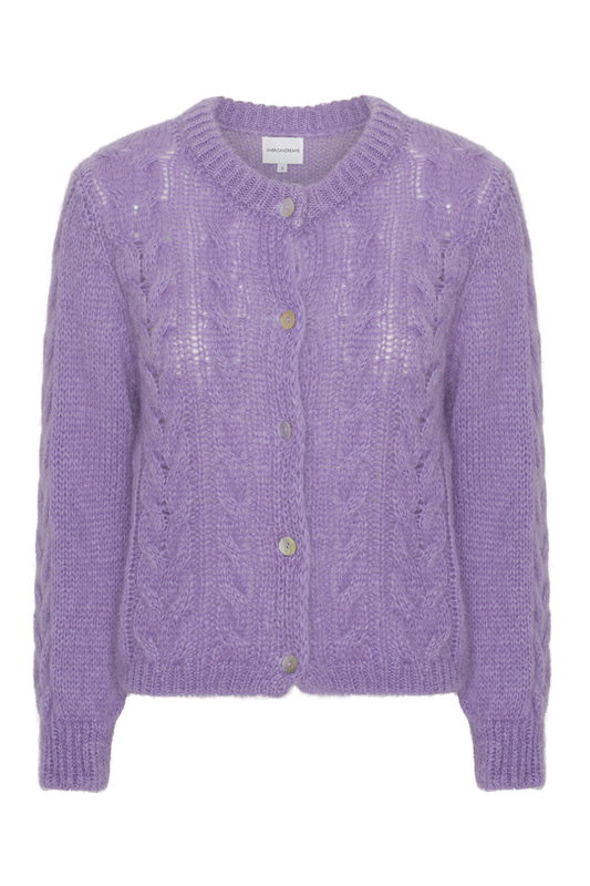 Frankie Cable Knit Cardigan Lilac