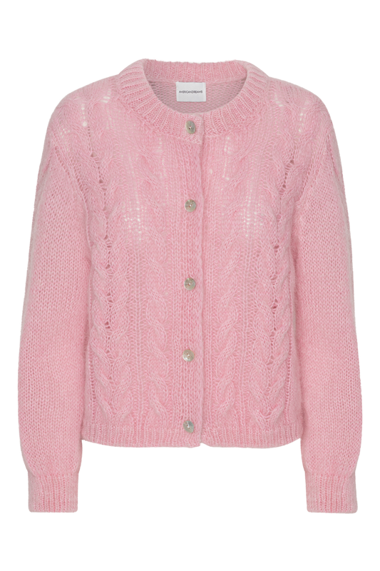 Frankie Cable Knit Cardigan Soft Berry