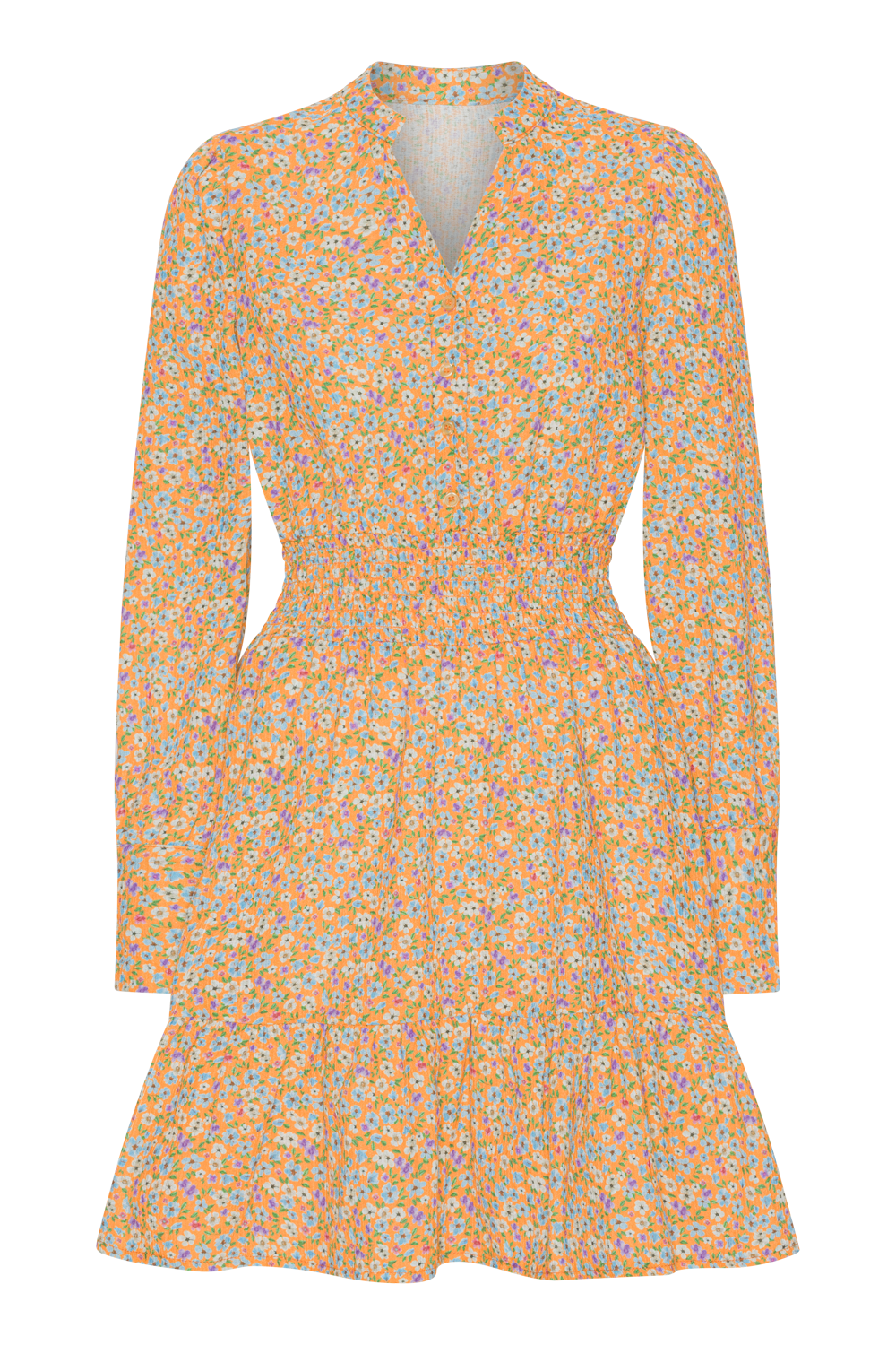 Inna Short Dress Cotton Orange Flower - Sample