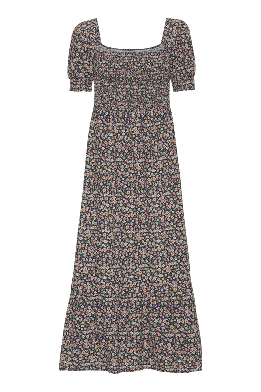 Jade Cotton Long Dress Navy Flower - Sample