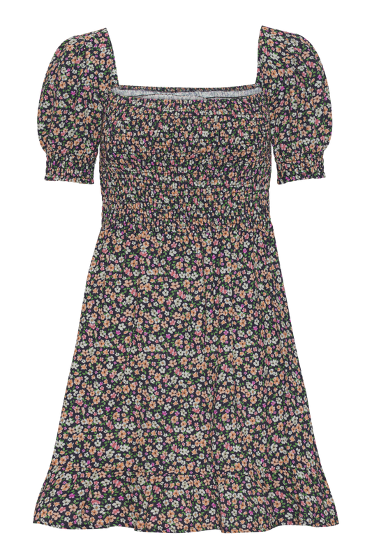 Jade Cotton Short Dress Navy Flower - Sample