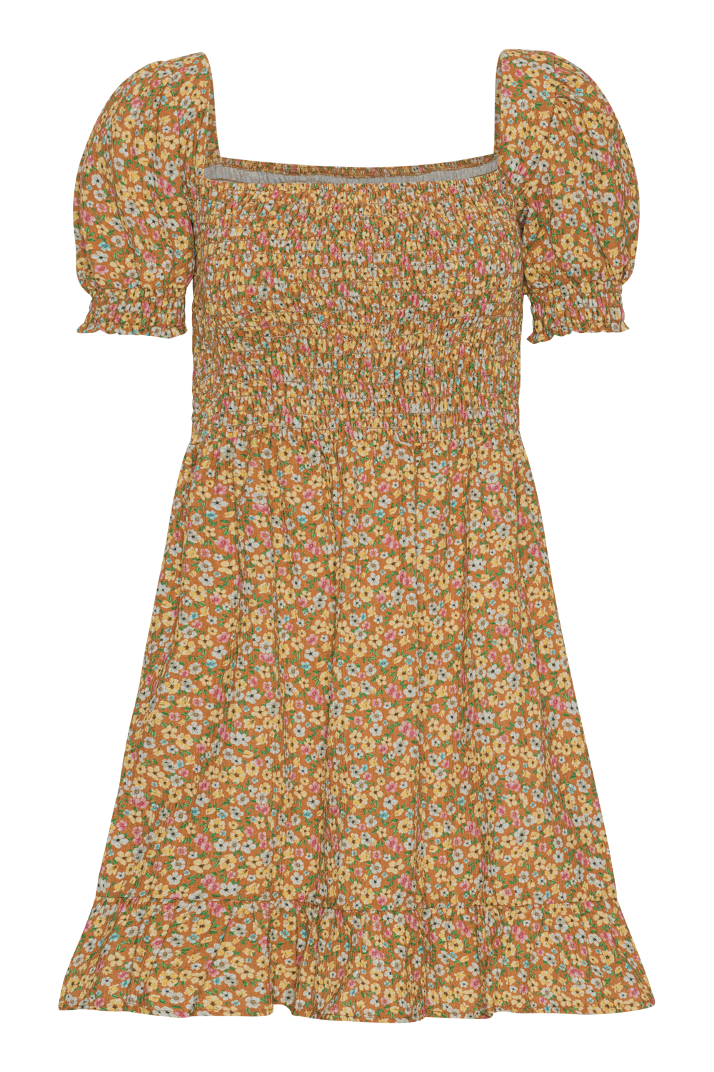 Jade Cotton Short Dress Rust Flower - Sample