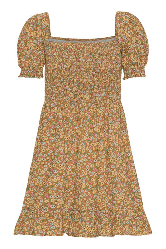 Jade Cotton Short Dress Rust Flower - Sample