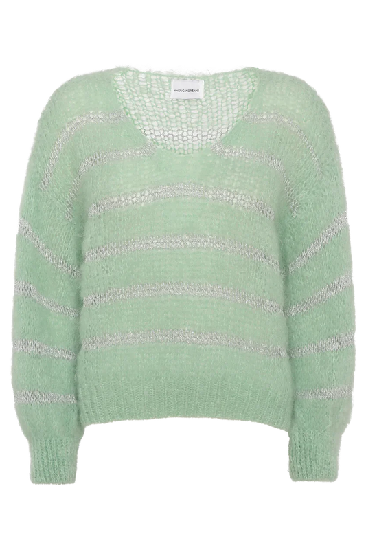 Katie LS Knit Green W/Silver