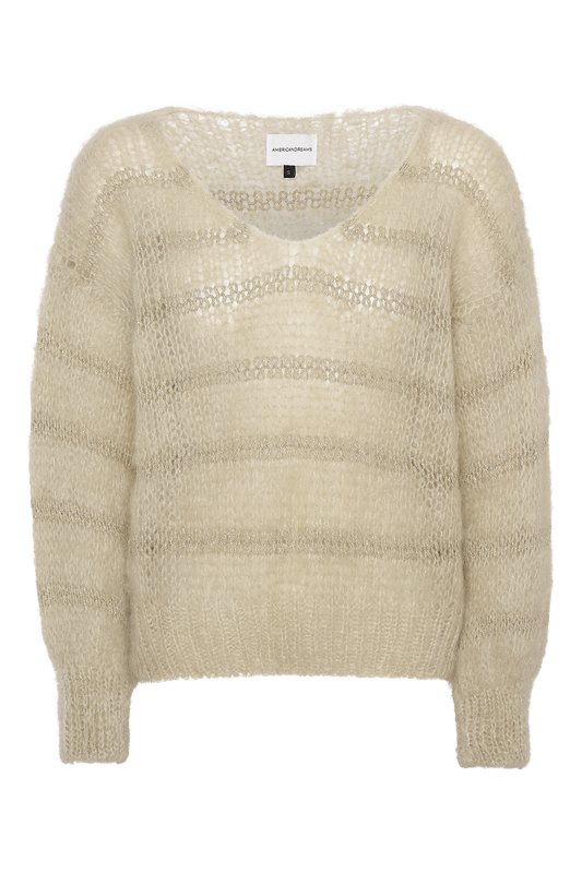Katie LS Knit Beige W/Gold