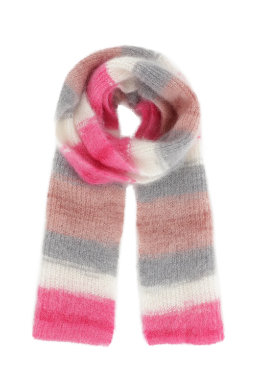 Lisa Mohair Scarf Multi Striped Pink - Sample