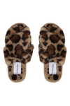 Lou Faux Fur Slippers Brown Leo