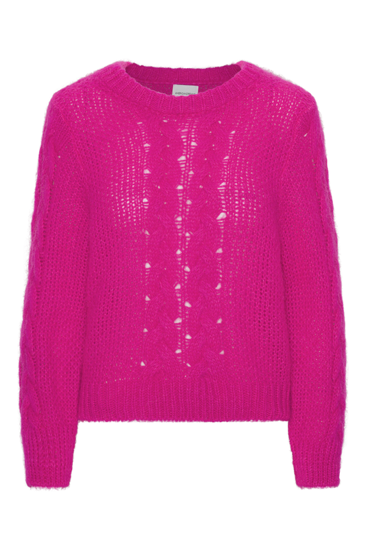 Louisa Cable Knit Pullover Neon Pink - Sample
