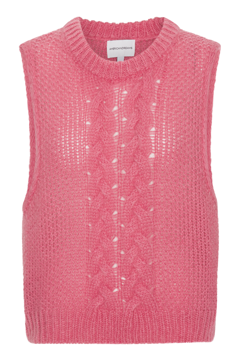 Angie Cable Knit Vest Pink
