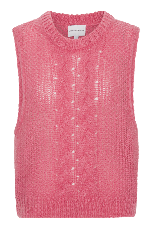 Angie Cable Knit Vest Pink