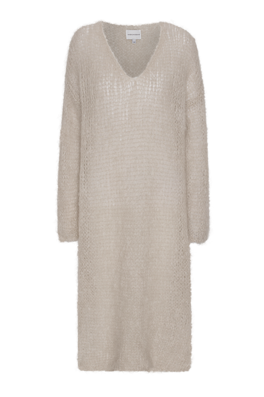Camilla V Neck Mohair Dress Beige