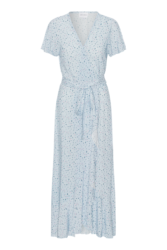 Milly Wrap Dress Long Light Blue Flower