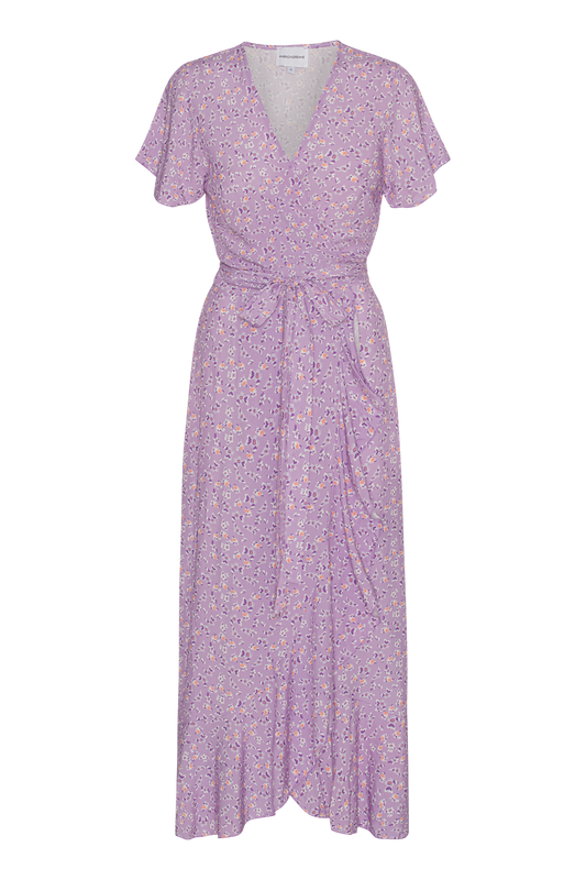 Milly Wrap Dress Long Lilac Flower