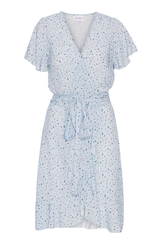 Milly Wrap Dress Short Light Blue Flower
