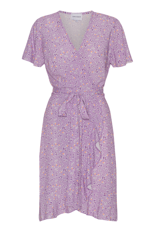 Milly Wrap Dress Short Lilac Flower