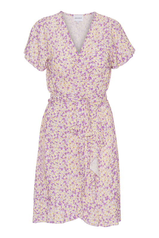 Milly Wrap Dress Short Lilac/Yellow Flower