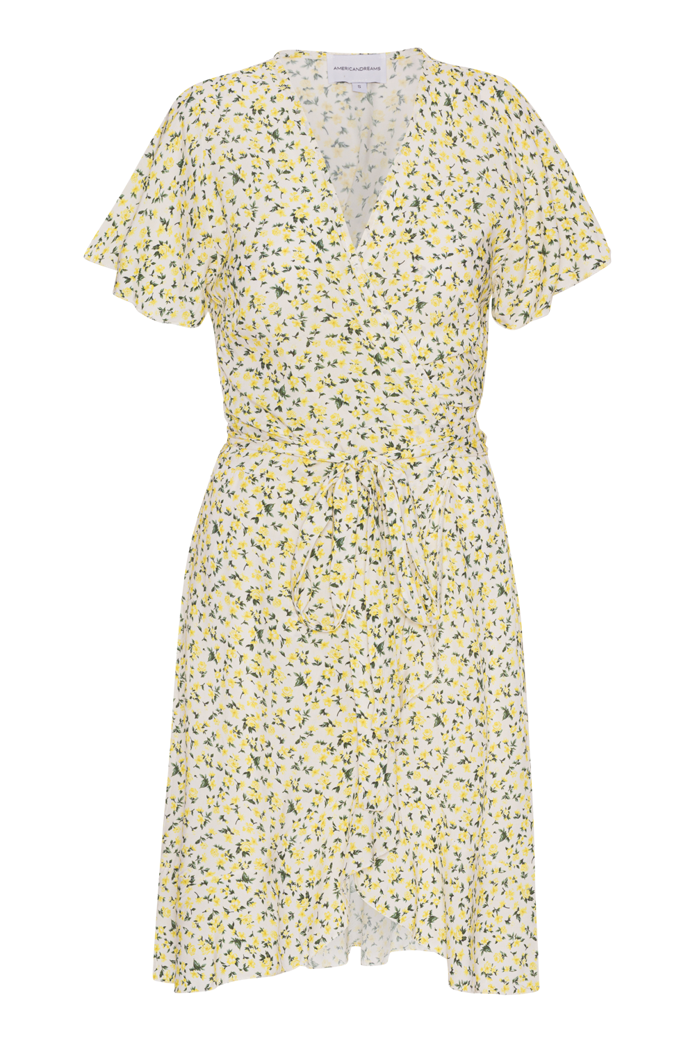 Milly Wrap Dress Short White/Lime Flower