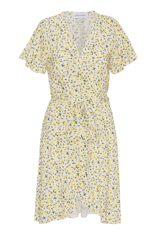 Milly Wrap Dress Short White/Lime Flower