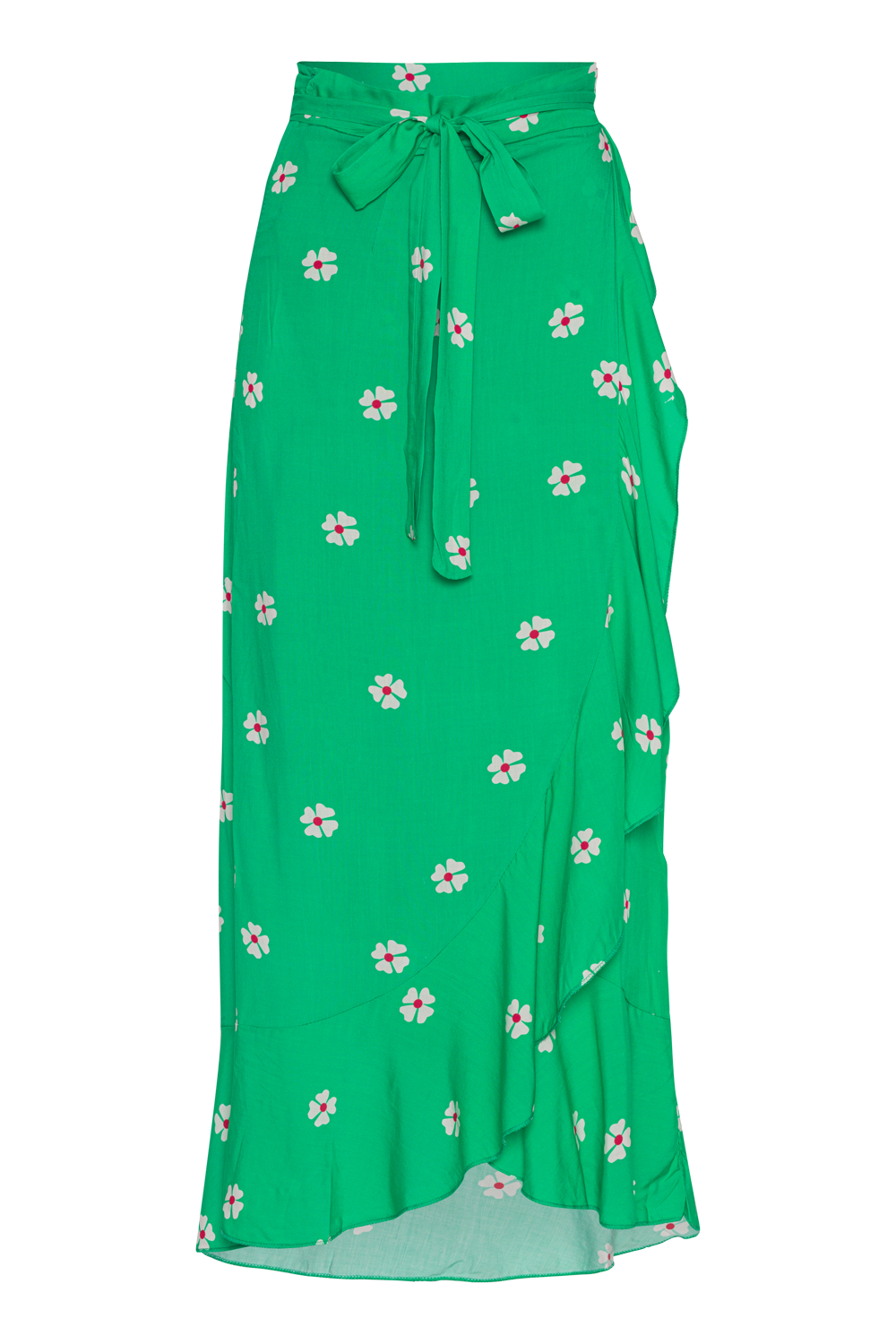 Milly Wrap Skirt Long Green W/White Flower