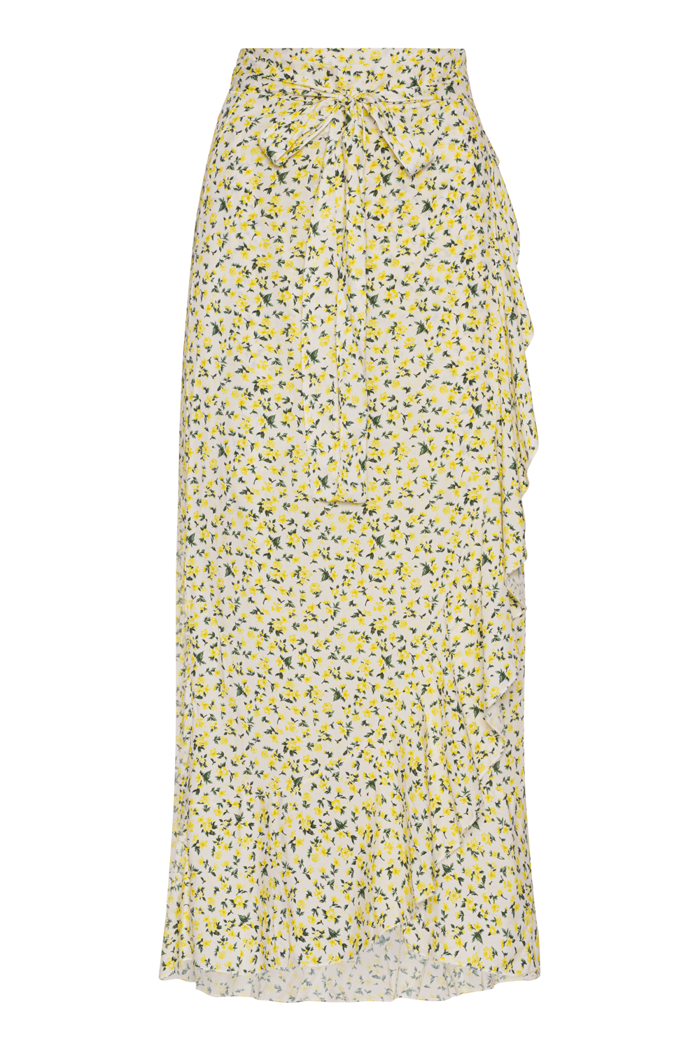 Milly Wrap Skirt Long White / Lime Flower