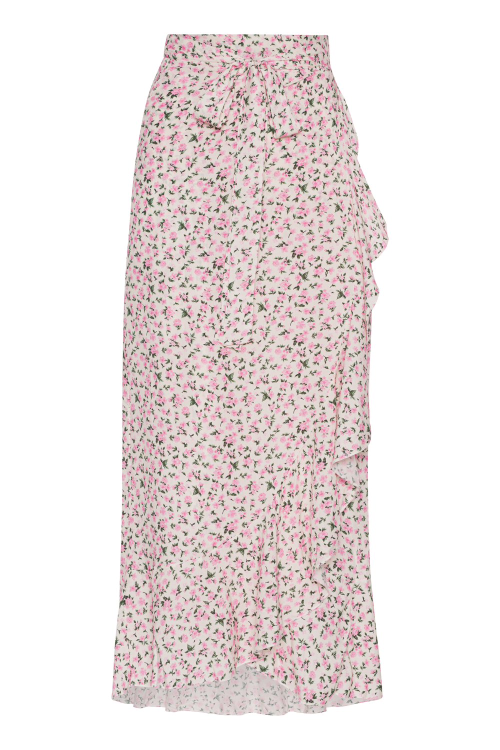 Milly Wrap Skirt Long White / Light Pink Flower