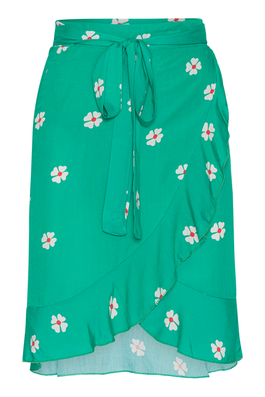 Milly Wrap Skirt Short Green W/White Flower