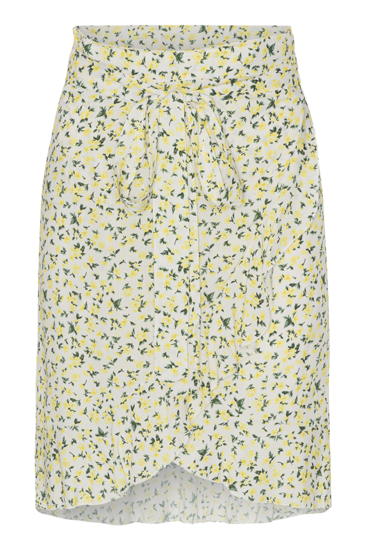 Milly Wrap Skirt Short White/Lime Flower