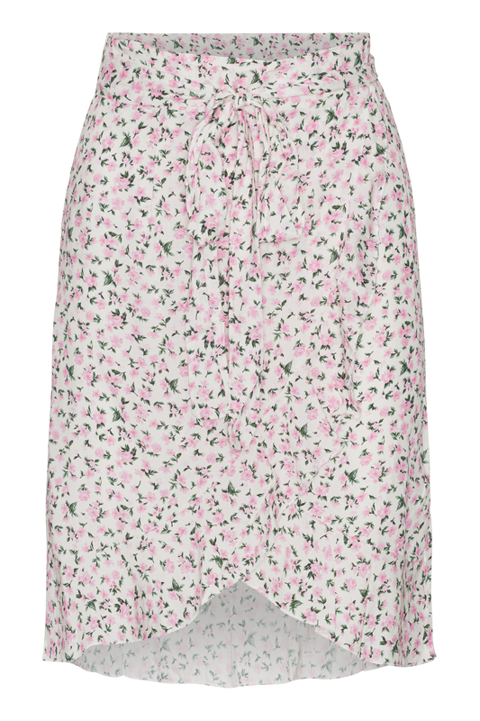 Milly Wrap Skirt Short White/Pink Flower