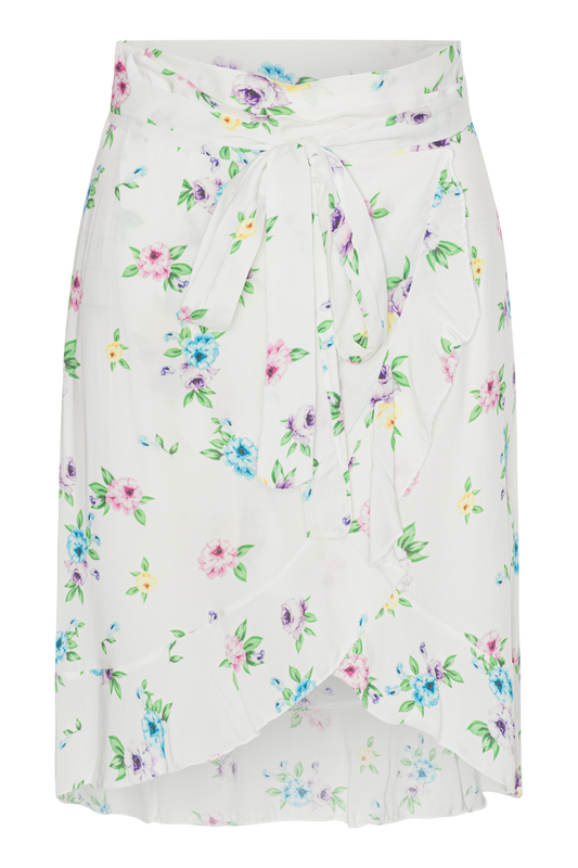 Milly Wrap Skirt Short White W/Multiflower