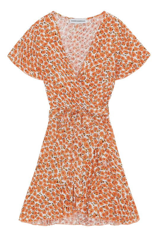 Milly Wrap Dress Kids Orange Flower