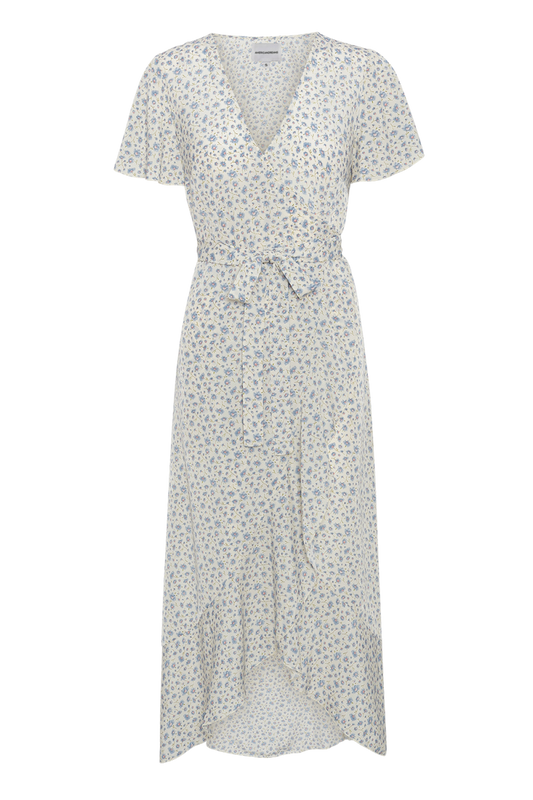Milly Wrap Dress Long Blue Flower