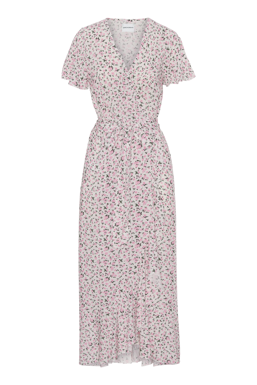 Milly Wrap Dress Long White / Pink Flower