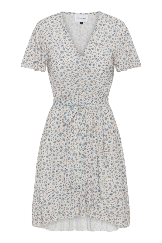 Milly Wrap Dress Short Blue Flower