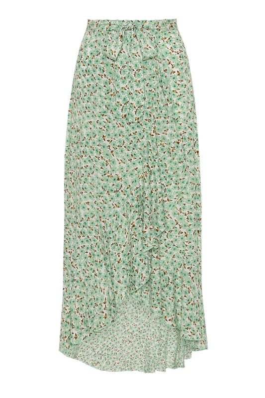 Milly Wrap Skirt Long Light Green Flower