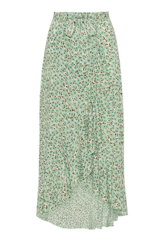 Milly Wrap Skirt Long Green Flower