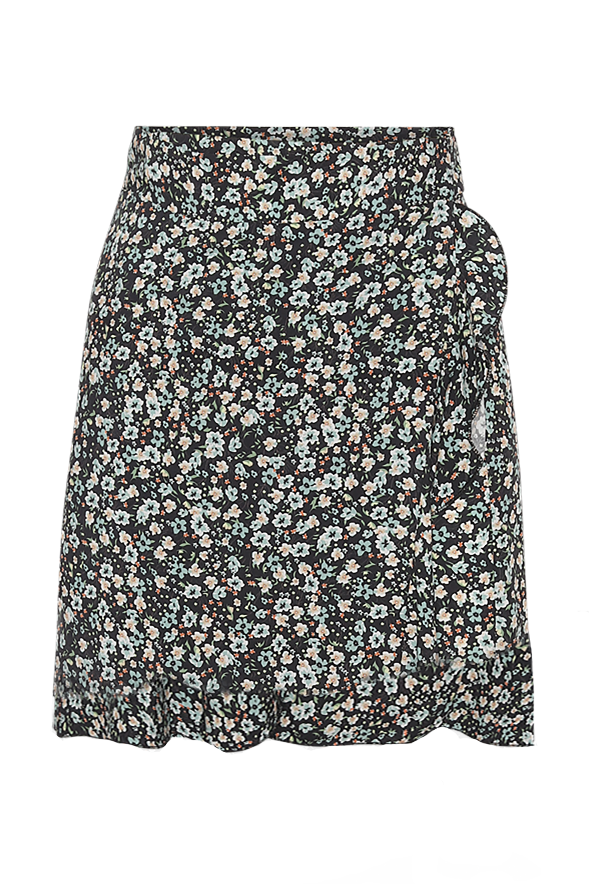 Milly Wrap Skirt Short Black / Blue Flower