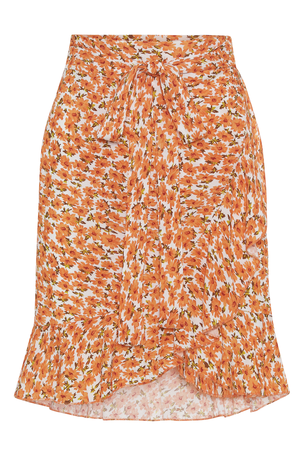 Milly Wrap Skirt Short Orange Flower