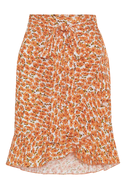 Milly Wrap Skirt Short Orange Flower