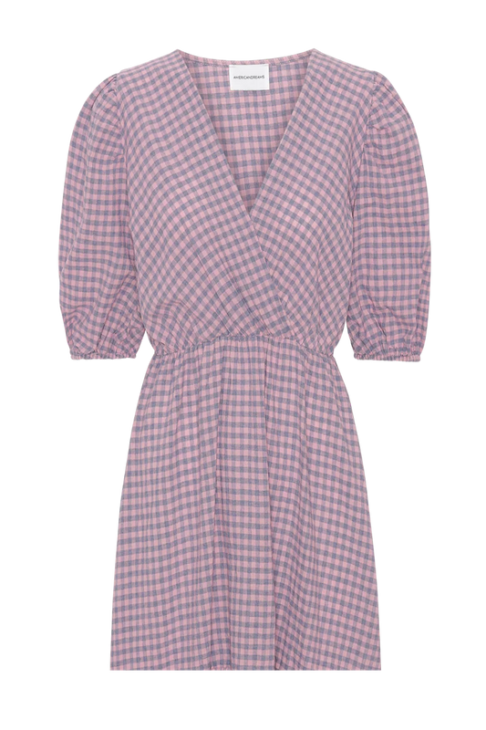 Nikita Half Sleeve Short Dress Lilac/Light Pink Check - Sample