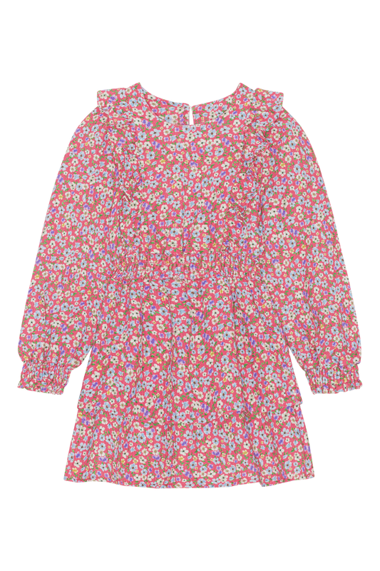 Patricia LS Cotton Dress Kids Red Flower - Sample